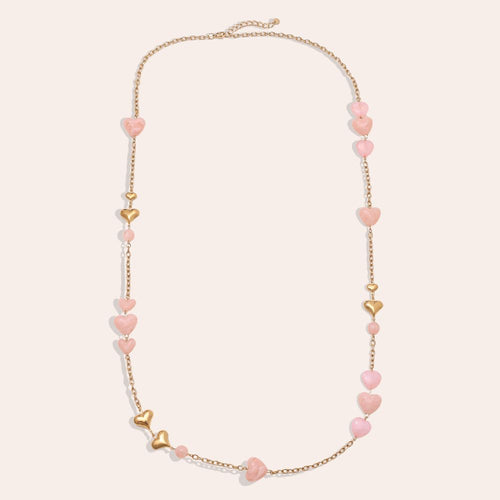 Acrylic Hearts And Gold Hearts Edelstahl Halsketten
