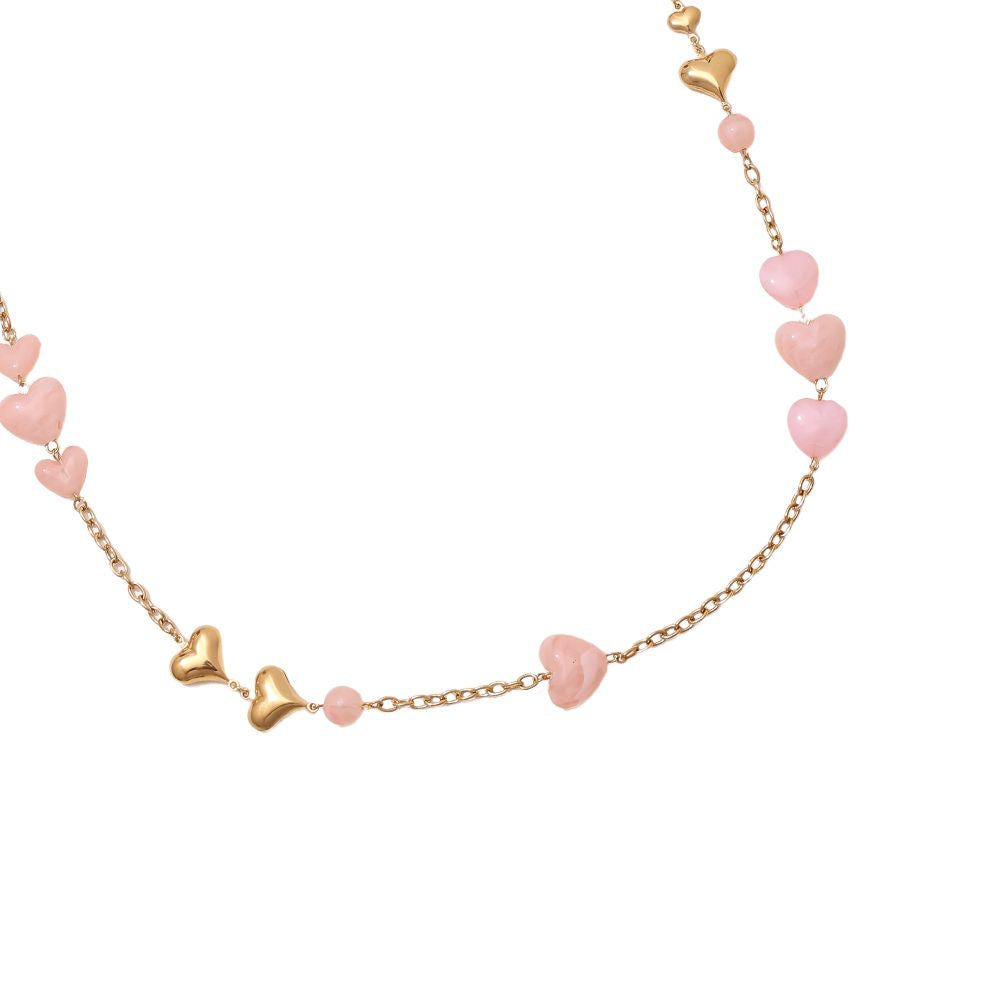 Acrylic Hearts And Gold Hearts Edelstahl Halsketten