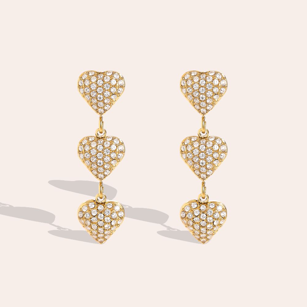 Diamond Heart Chain Edelstahl Ohrringe