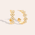 Diamond Lucky Flower Hoop Edelstahl Ohrringe