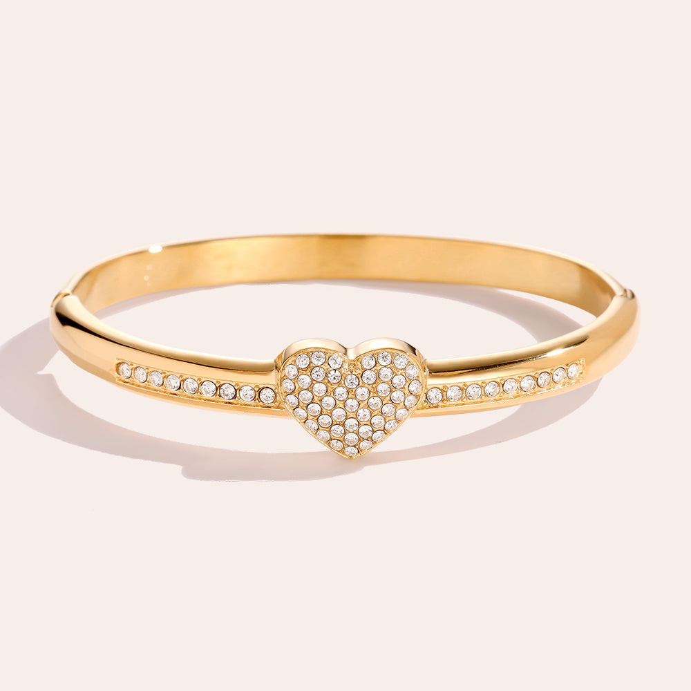 Diameter Diamond Heart Edelstahl Armreif