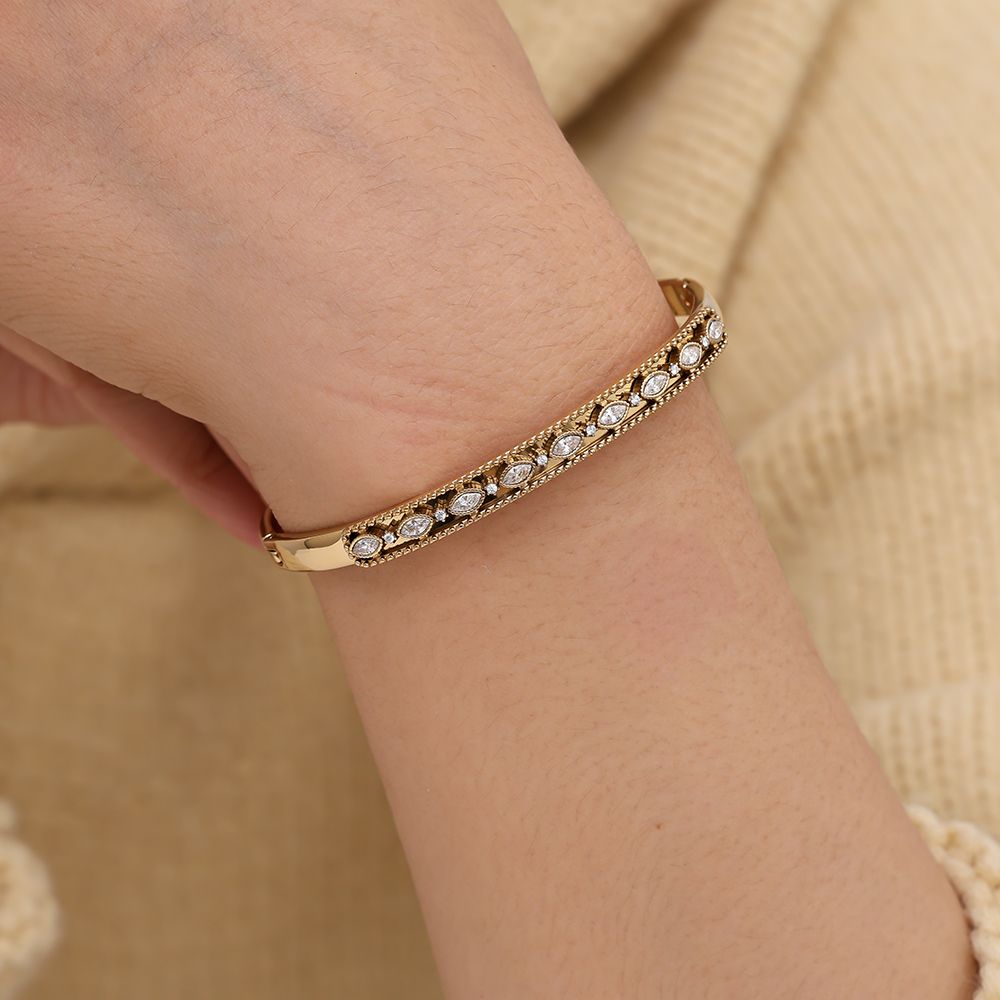 Fancy Diamond Edelstahl Armreif